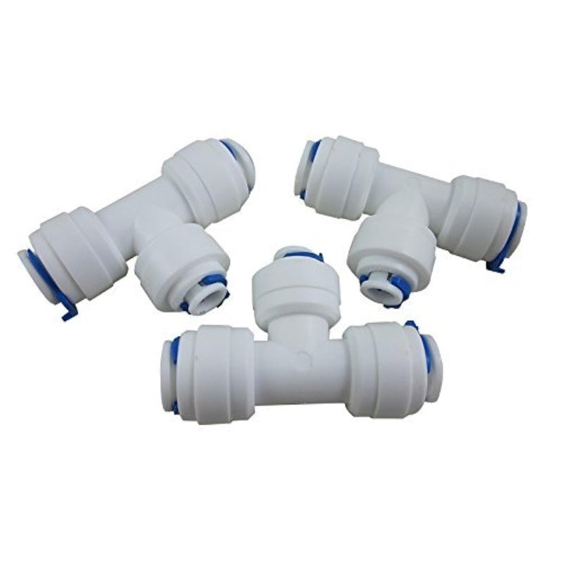 DIGITEN 3/8"" 3/8"" 1/4"" 3-Way Reducing Tee Tube Quick Connect Push Fit for RO Water Reverse Osmosis System (Pack of 3) - Image 1